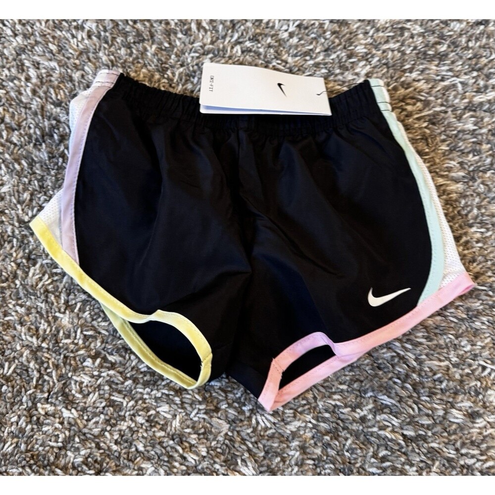 Nike Girls 3T Dri-FIT Tempo Running Shorts Black Multicolor Trim NWT